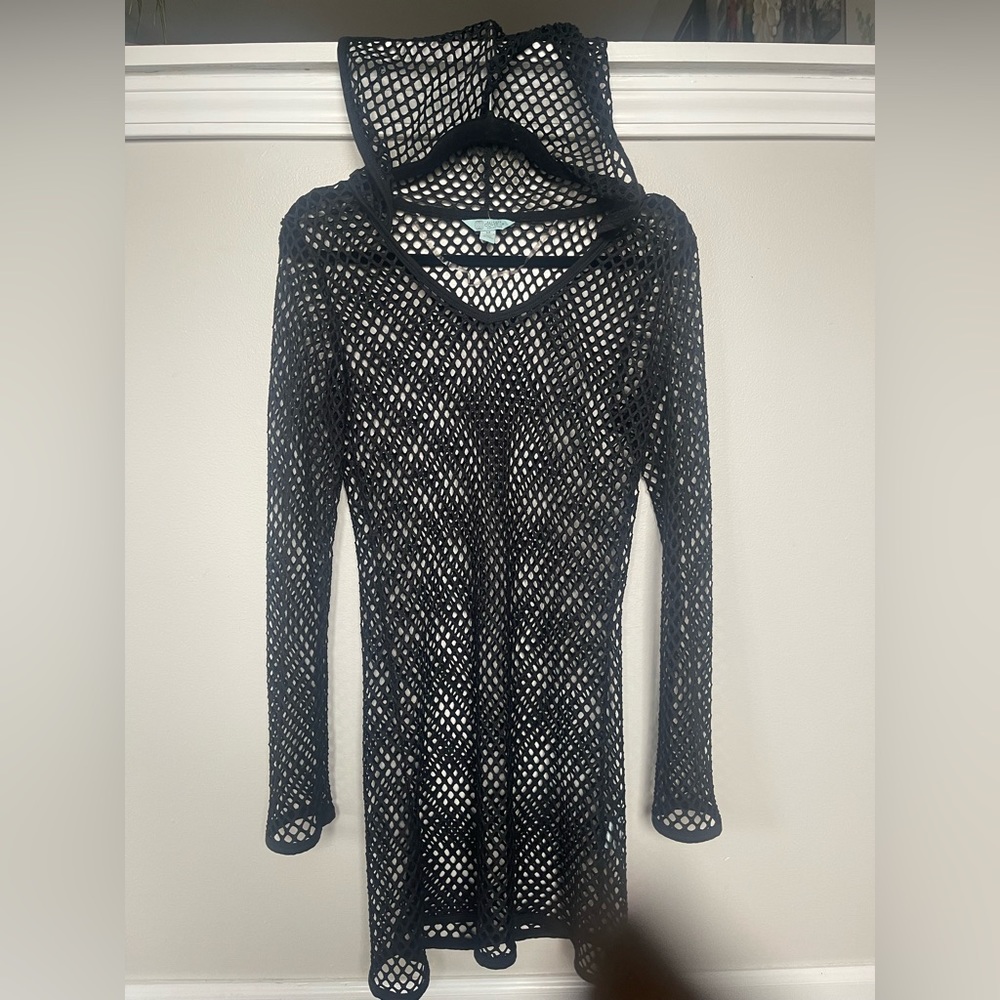 Balance collection fishnet swim coverup black M